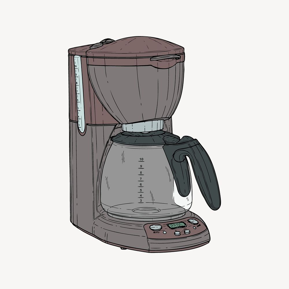 Coffee maker collage element vector. Free public domain CC0 image.