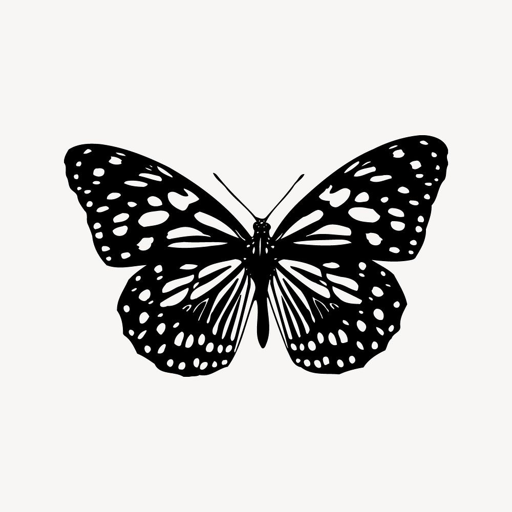 Black butterfly clip art, animal illustration. Free public domain CC0 image.