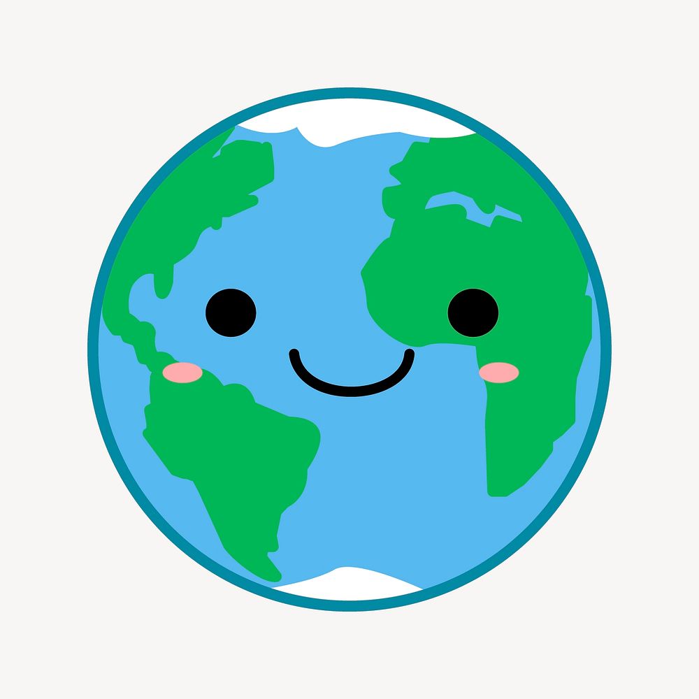 Smiling Earth clip art, globe illustration. Free public domain CC0 image.