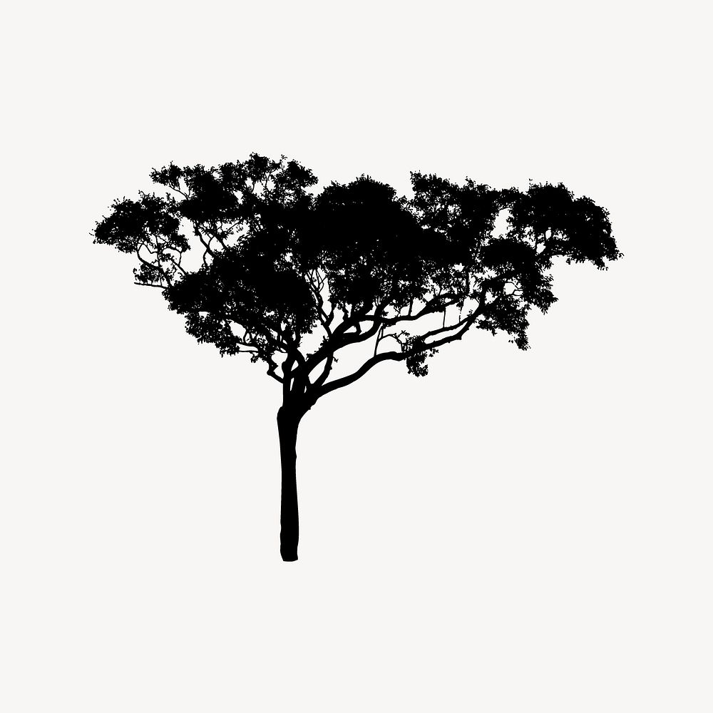 Tree silhouette collage element vector. Free public domain CC0 image.