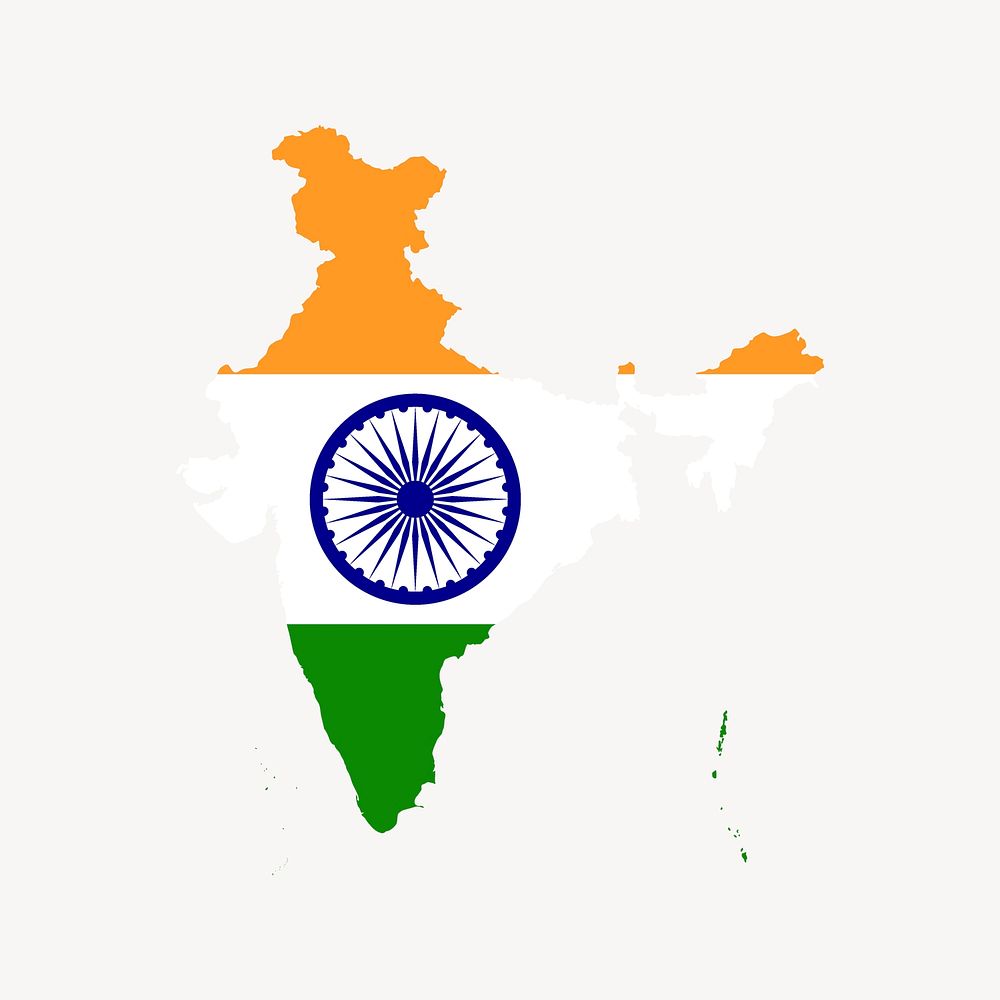 India flag map collage element vector. Free public domain CC0 image.