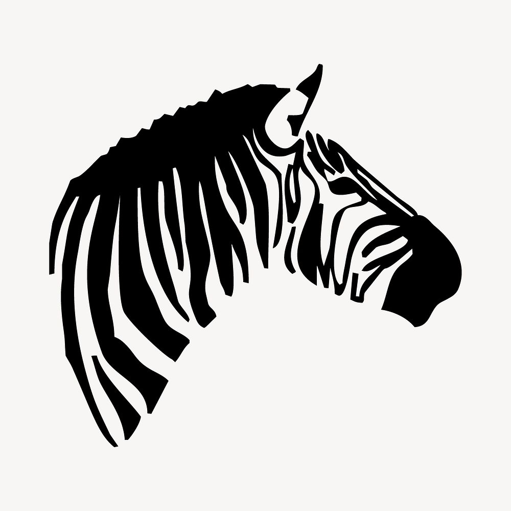 Zebra head clip art, animal illustration. Free public domain CC0 image.