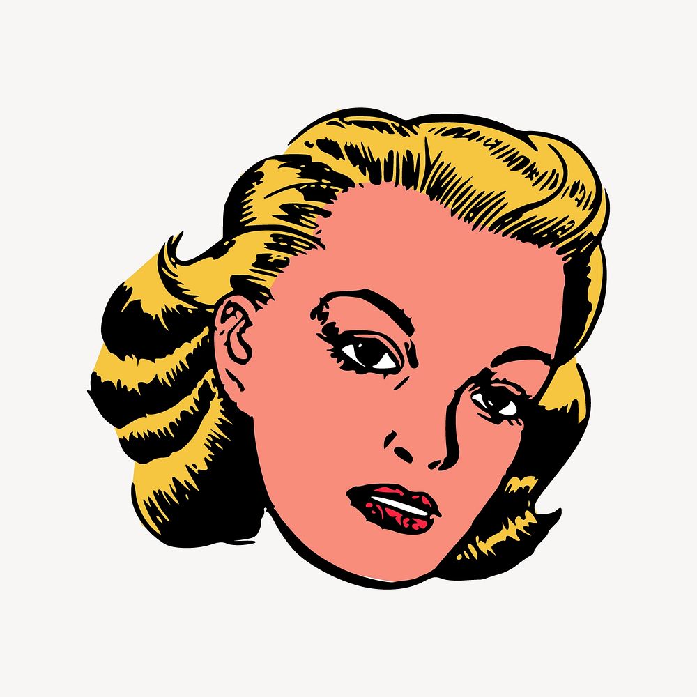 Retro blonde woman collage element vector. Free public domain CC0 image.