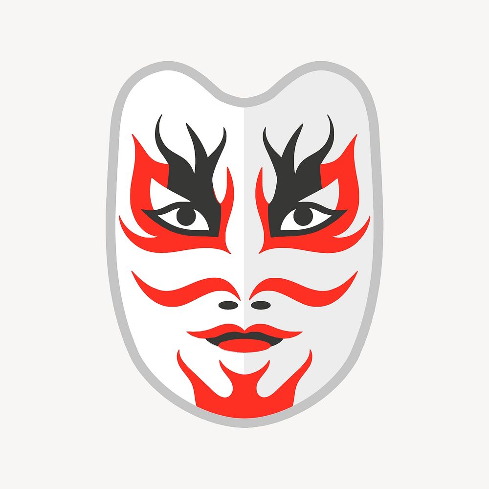 Japanese mask collage element vector. Free public domain CC0 image.