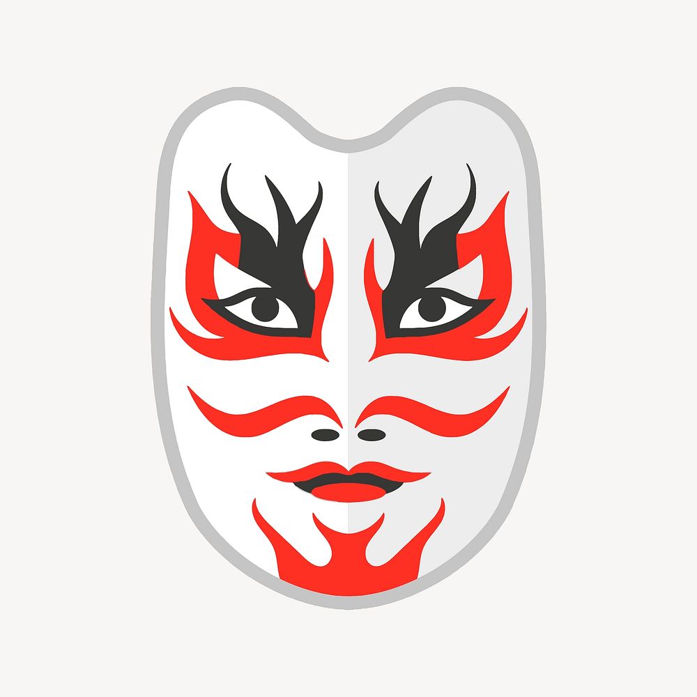 Japanese mask clip art, cultural illustration. Free public domain CC0 image.