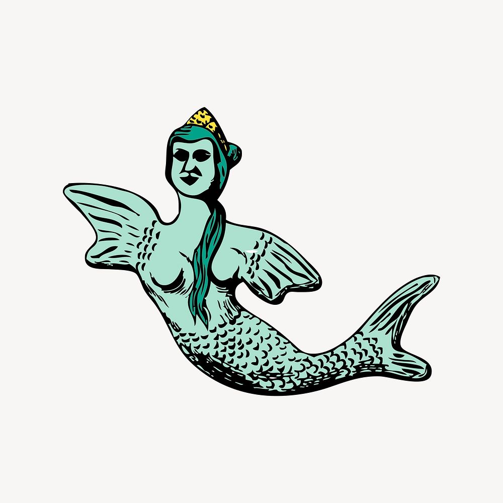 Mermaid clipart, animal illustration vector. Free public domain CC0 image