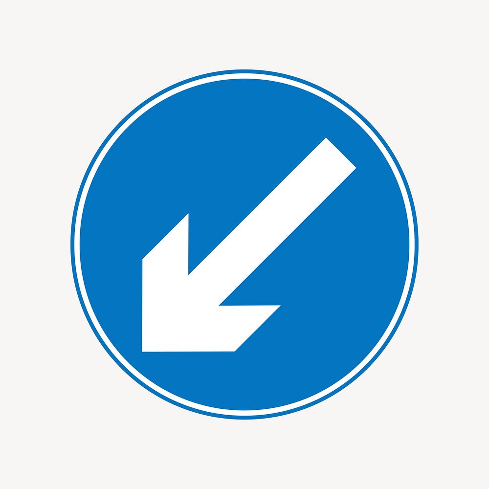 Left road sign illustration. Free public domain CC0 image.
