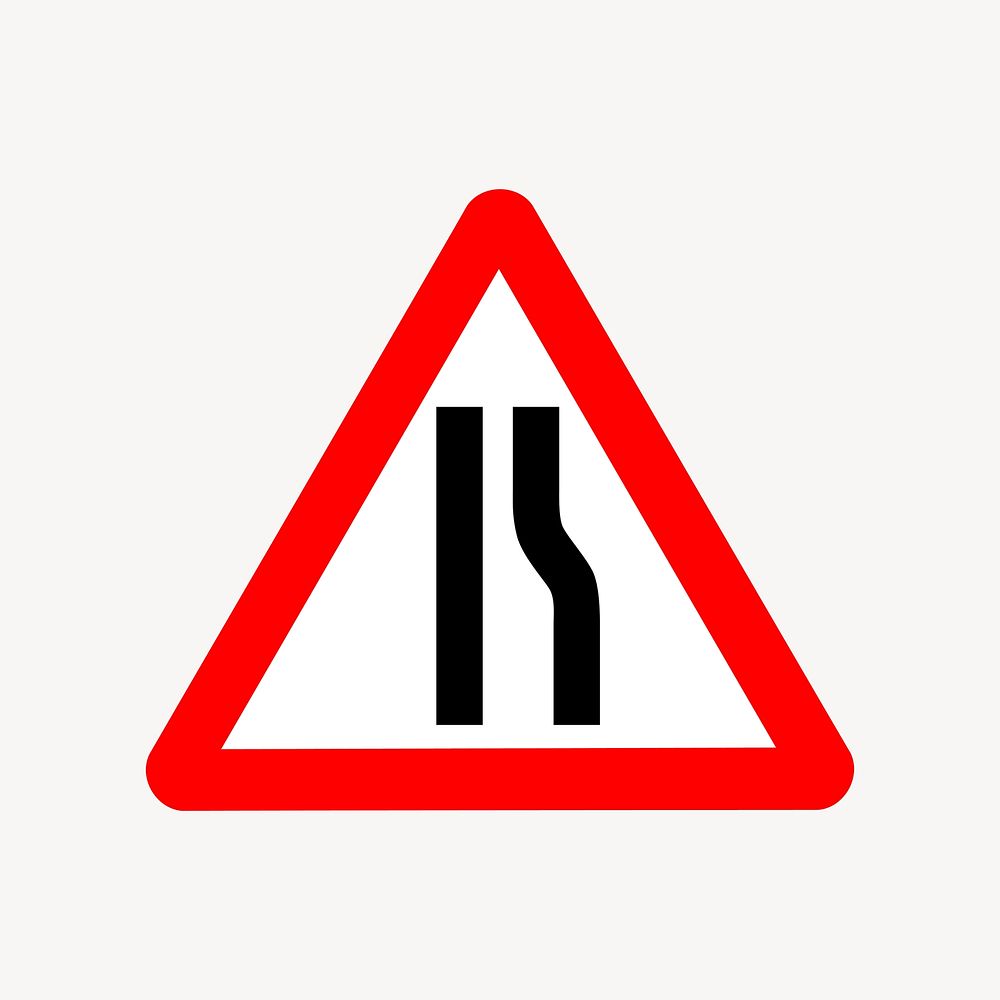 Narrow road sign clipart, illustration vector. Free public domain CC0 image.