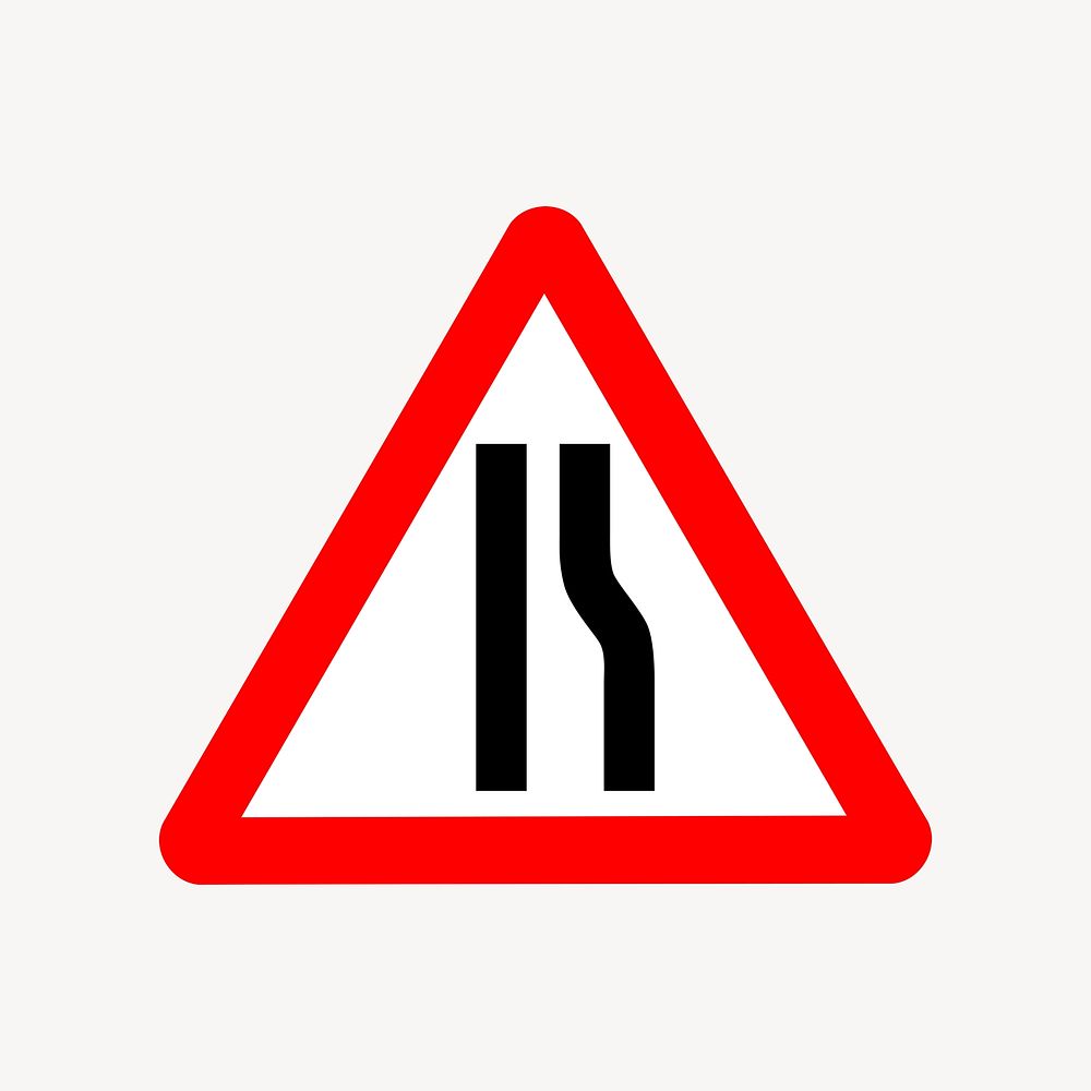 Narrow road sign clipart, illustration psd. Free public domain CC0 image.