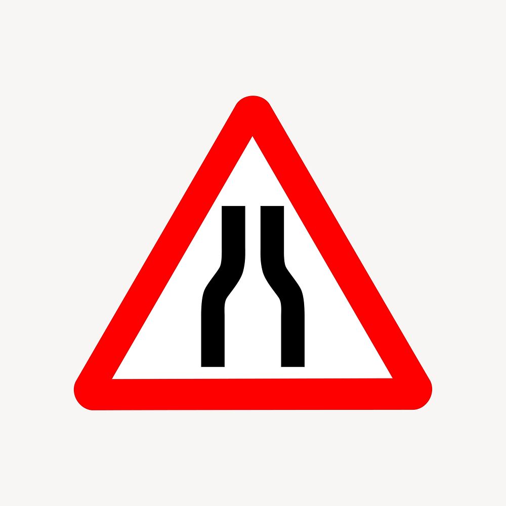 Narrow road sign clipart, illustration vector. Free public domain CC0 image.