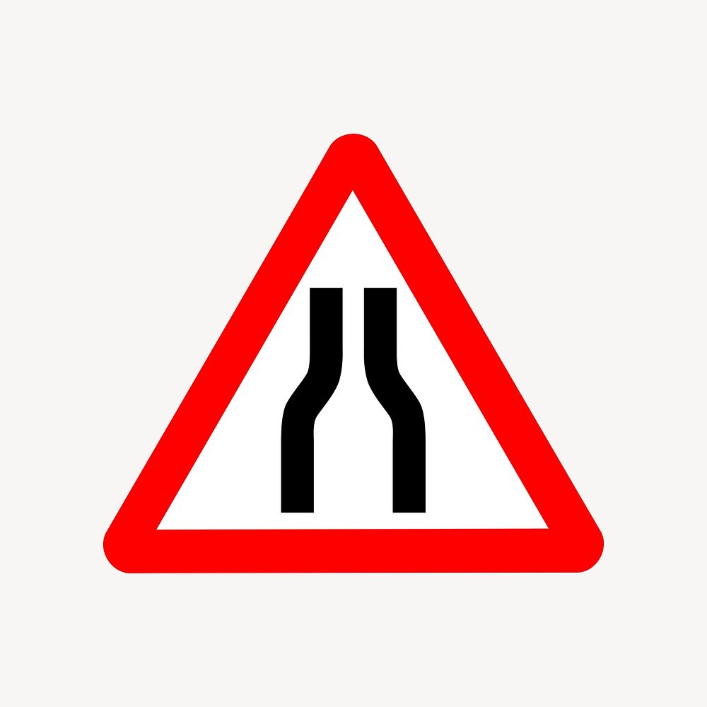 Narrow road sign clipart, illustration psd. Free public domain CC0 image.