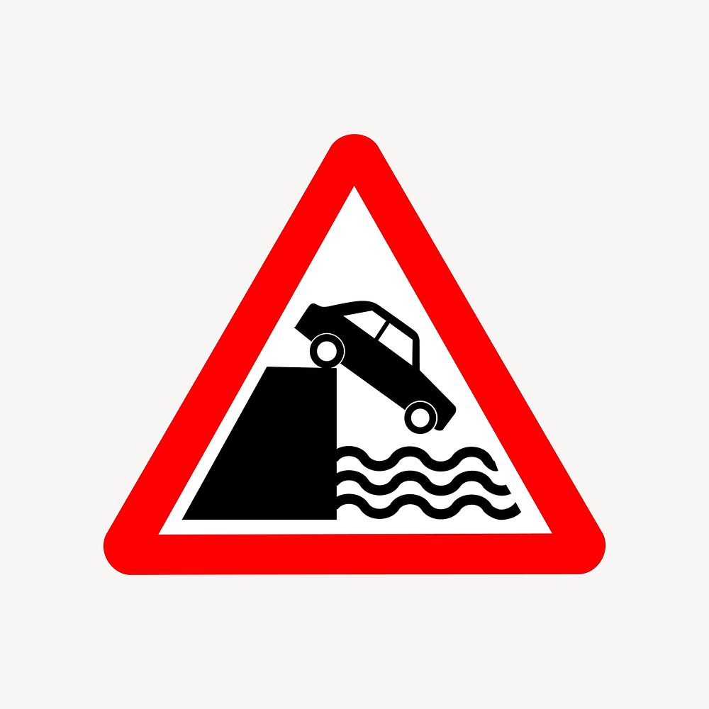 Cliff warning sign clipart, traffic illustration vector. Free public domain CC0 image