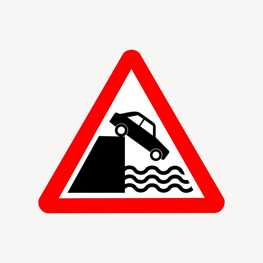 Cliff warning sign clipart, traffic illustration psd. Free public domain CC0 image
