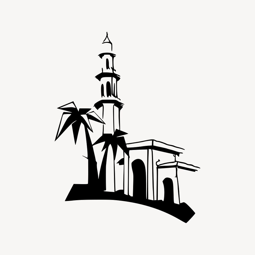 Mosque, architecture illustration. Free public domain CC0 image