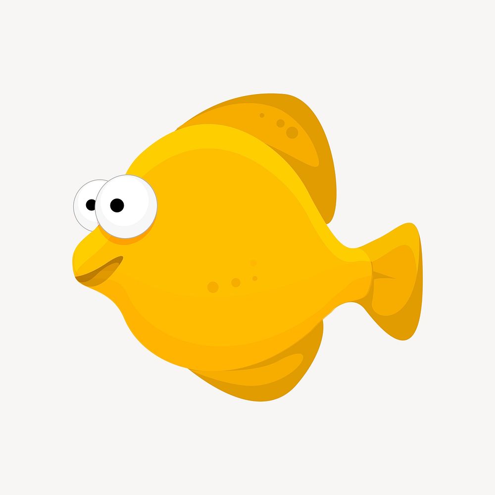 Yellow fish clipart, animal illustration psd. Free public domain CC0 image