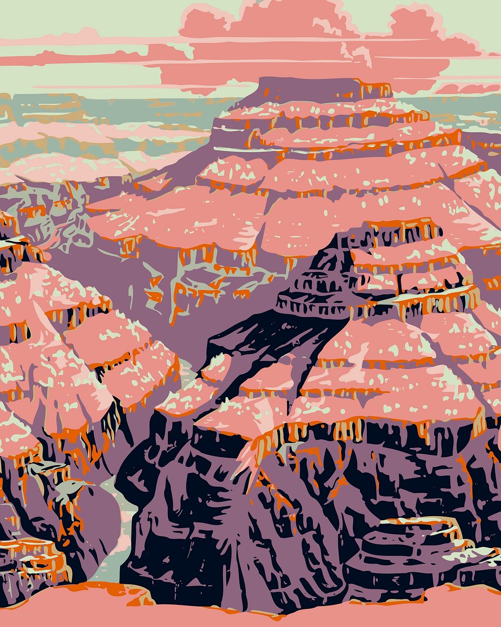 Grand Canyon clipart, illustration vector. Free public domain CC0 image.