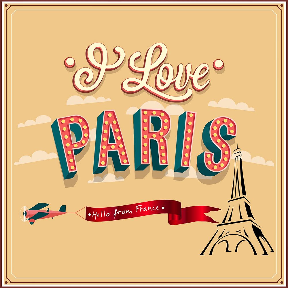 I love Paris clipart, illustration psd. Free public domain CC0 image.