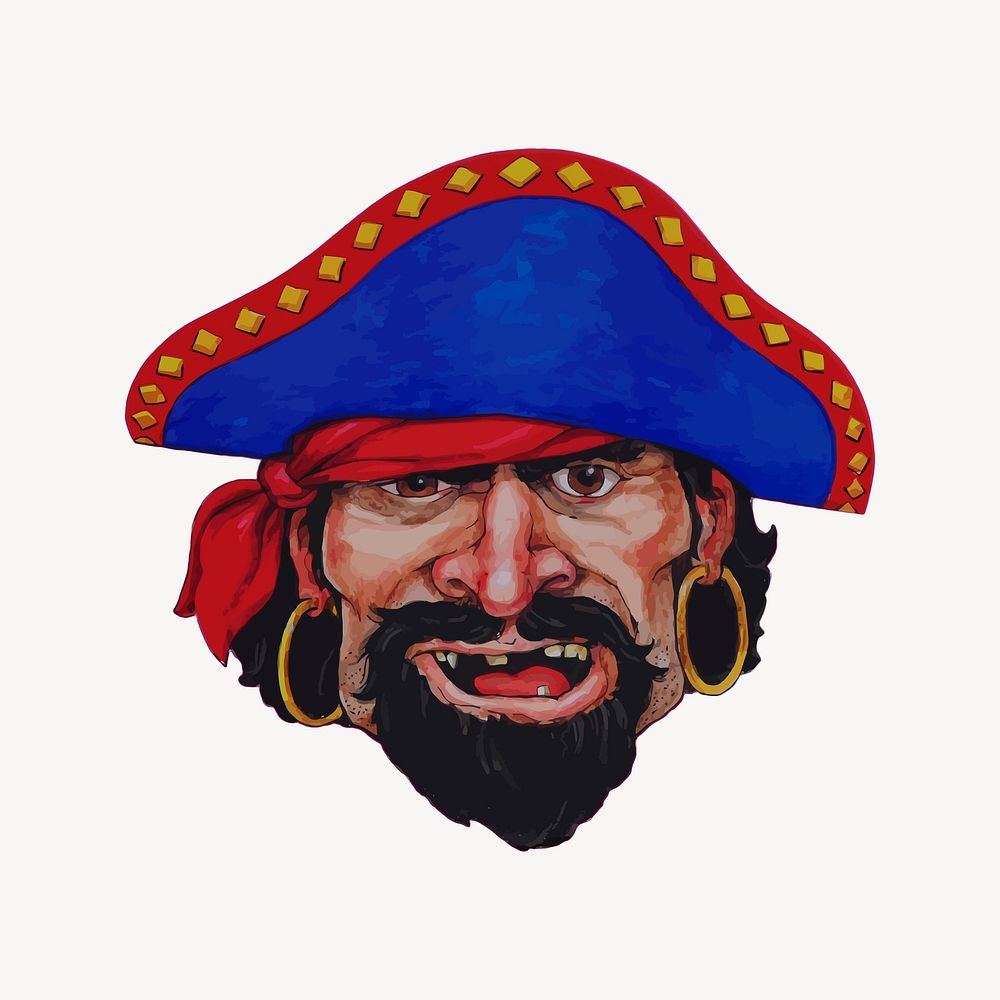 Pirate portrait clipart vector. Free public domain CC0 image