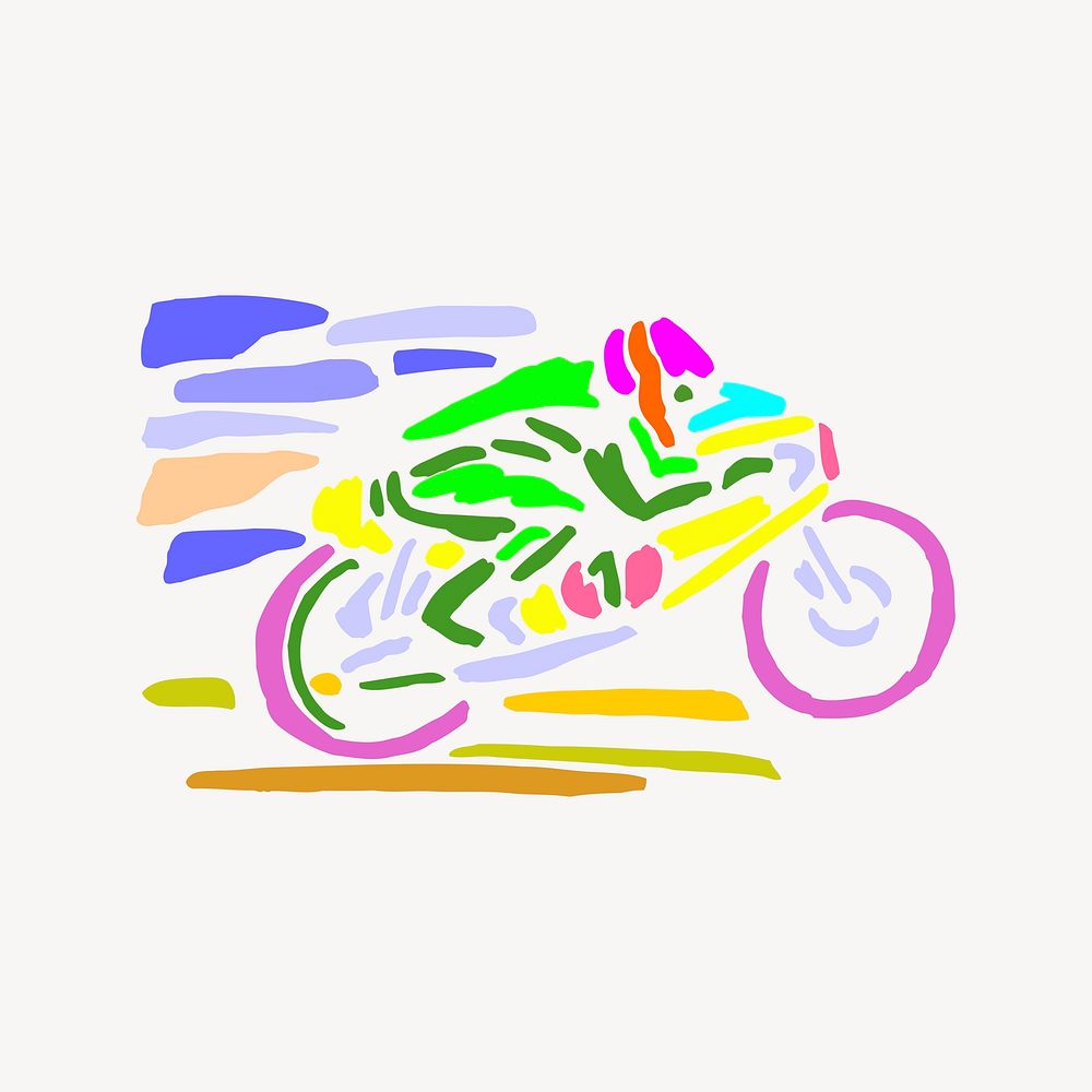 Motorbike rider, vehicle illustration. Free public domain CC0 image