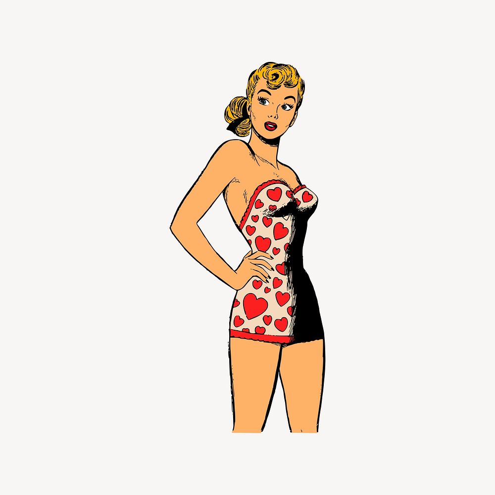 Vintage woman clipart vector. Free public domain CC0 image