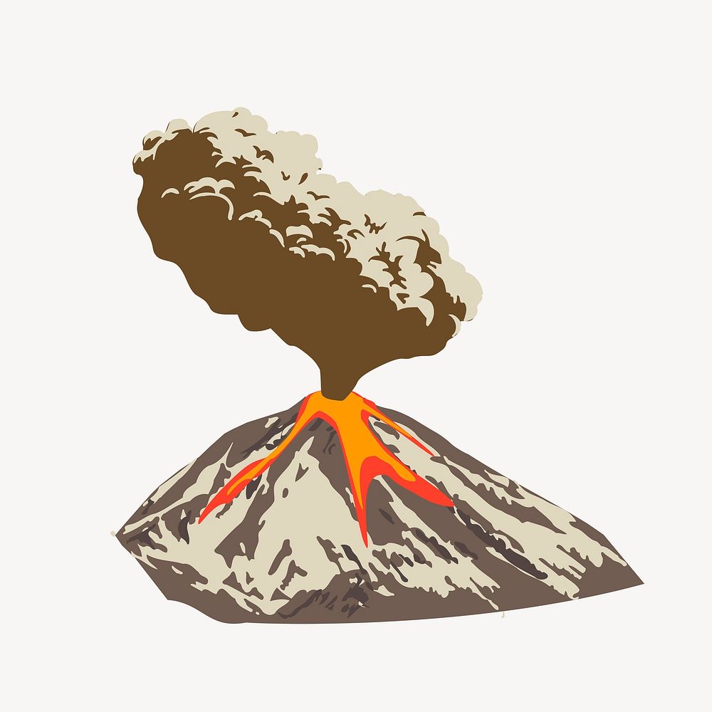 Volcanic eruption clipart, nature illustration psd. Free public domain CC0 image