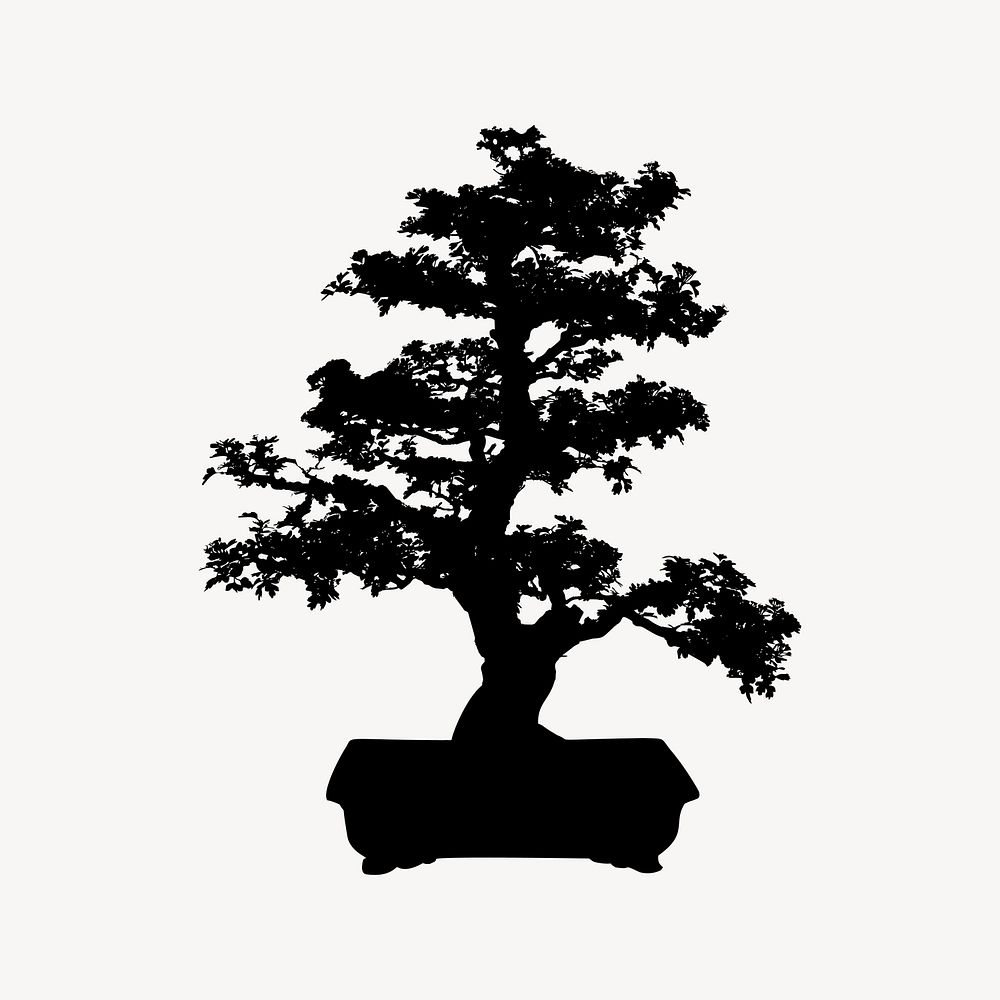 Tree silhouette clipart, botanical illustration vector. Free public domain CC0 image