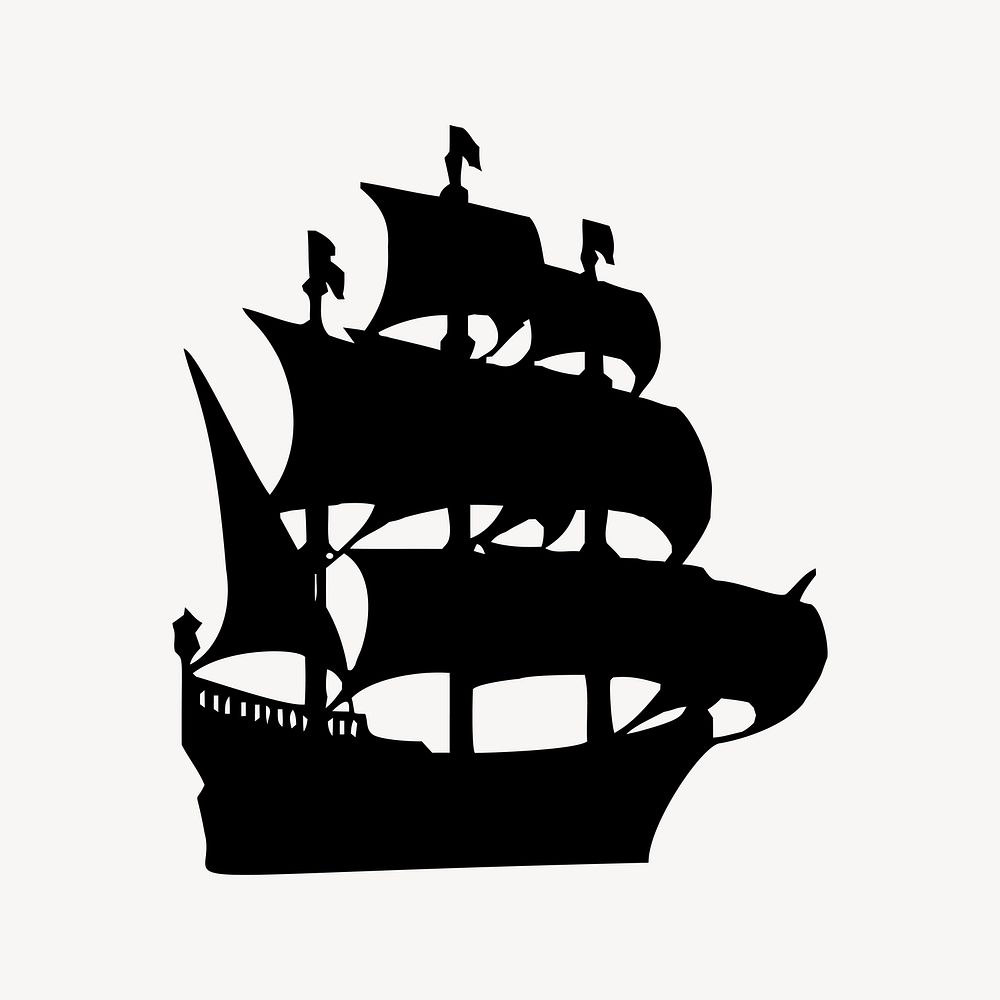 Ship silhouette, vehicle illustration. Free public domain CC0 image