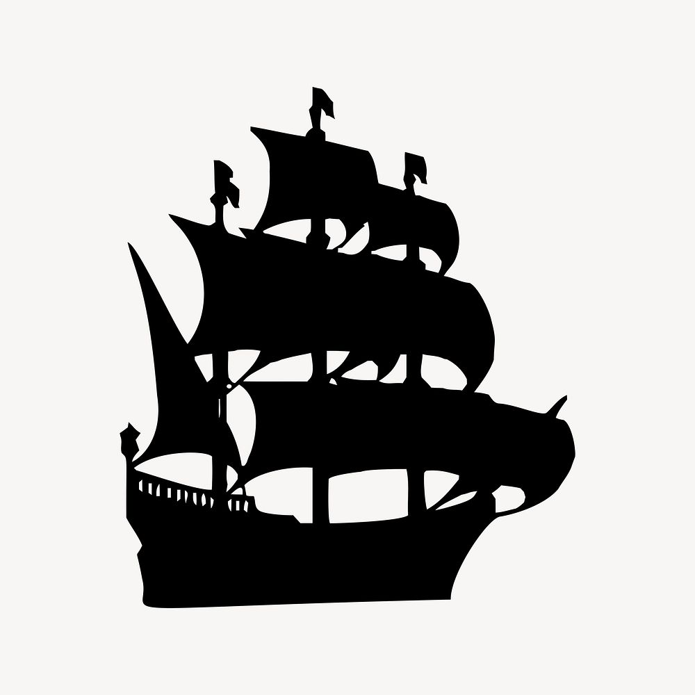 Ship silhouette clipart, vehicle illustration psd. Free public domain CC0 image