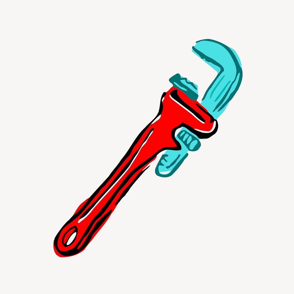 Pipe wrench clipart, illustration vector. Free public domain CC0 image.