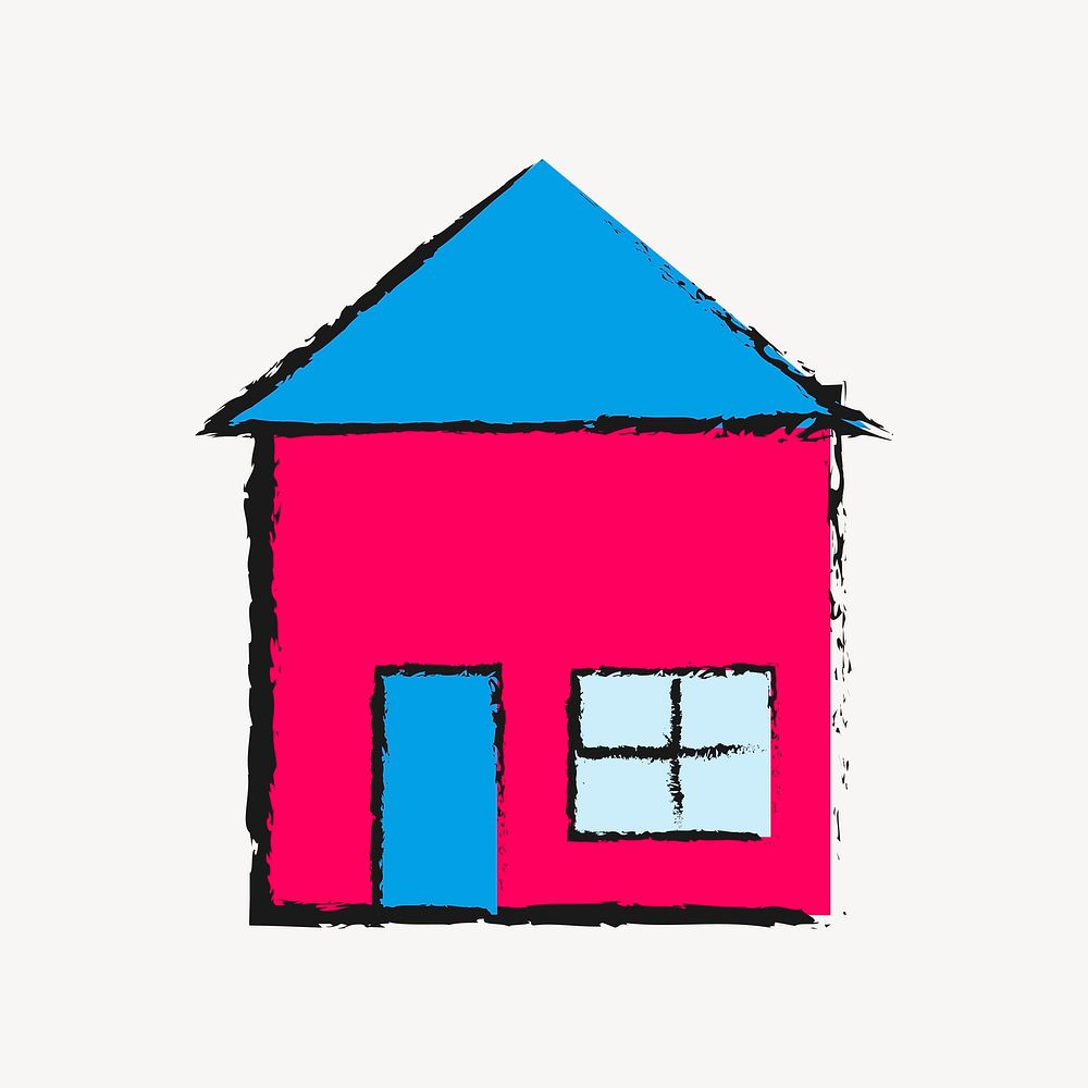 House crayon drawing vector. Free public domain CC0 image