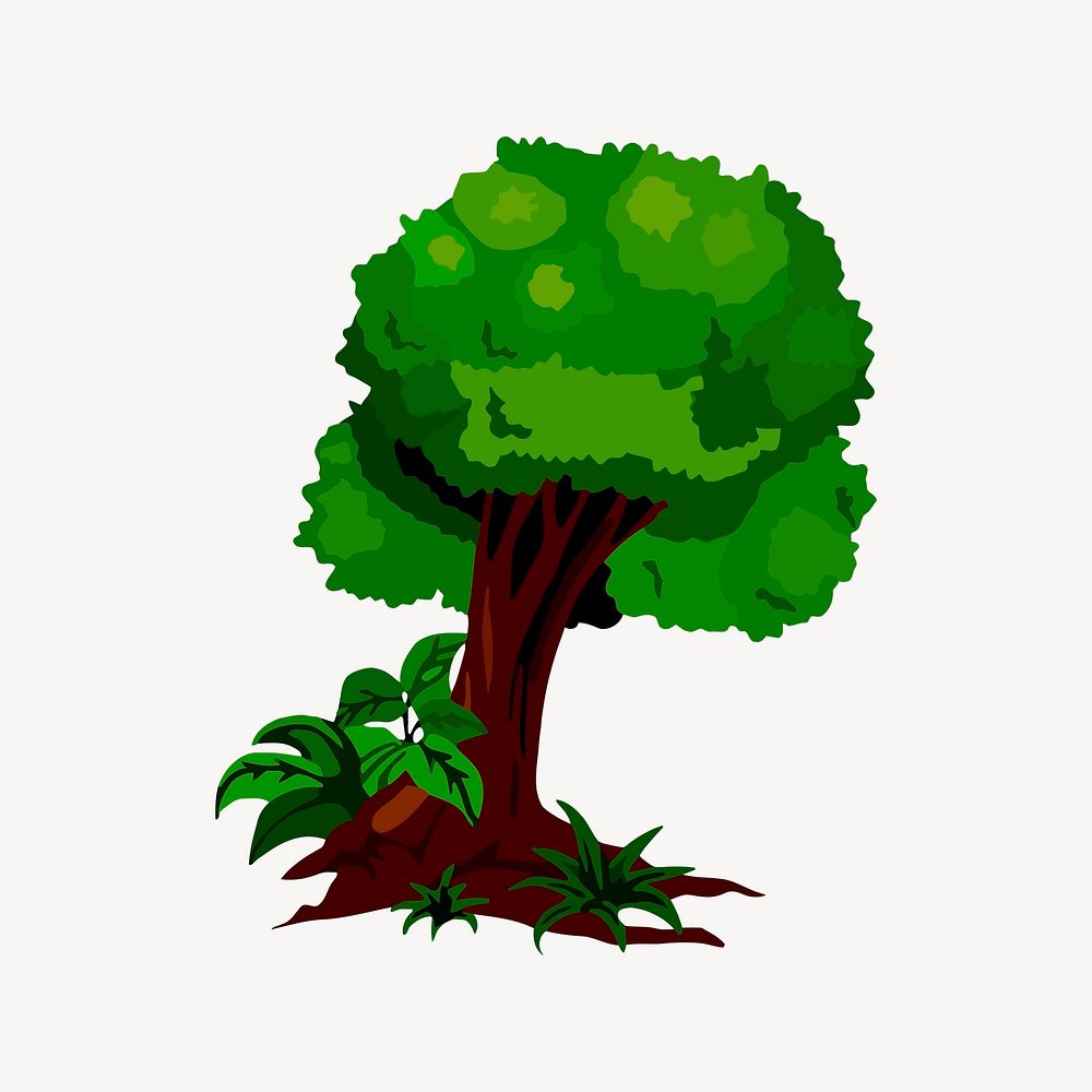 Lone tree clipart, botanical illustration vector. Free public domain CC0 image