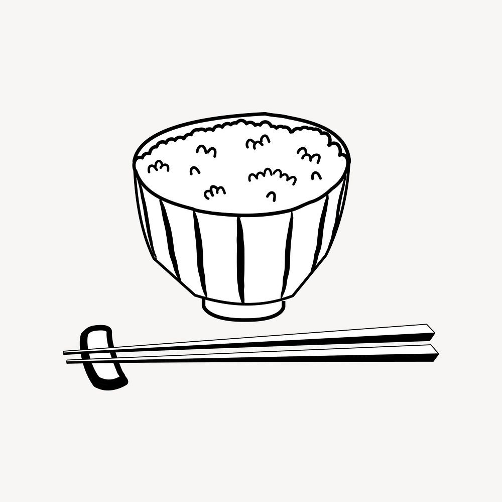 Rice bowl clipart, Japanese food illustration vector. Free public domain CC0 image
