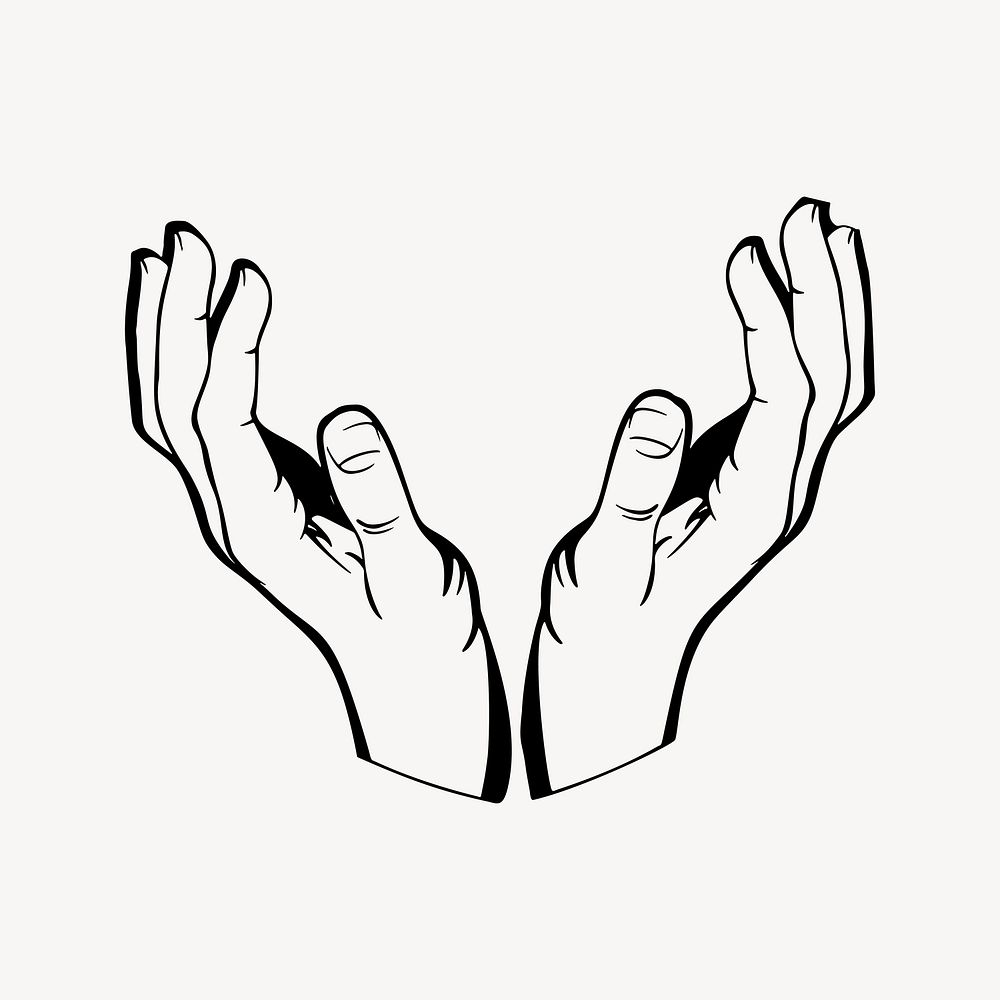 Cupping hands illustration. Free public domain CC0 image