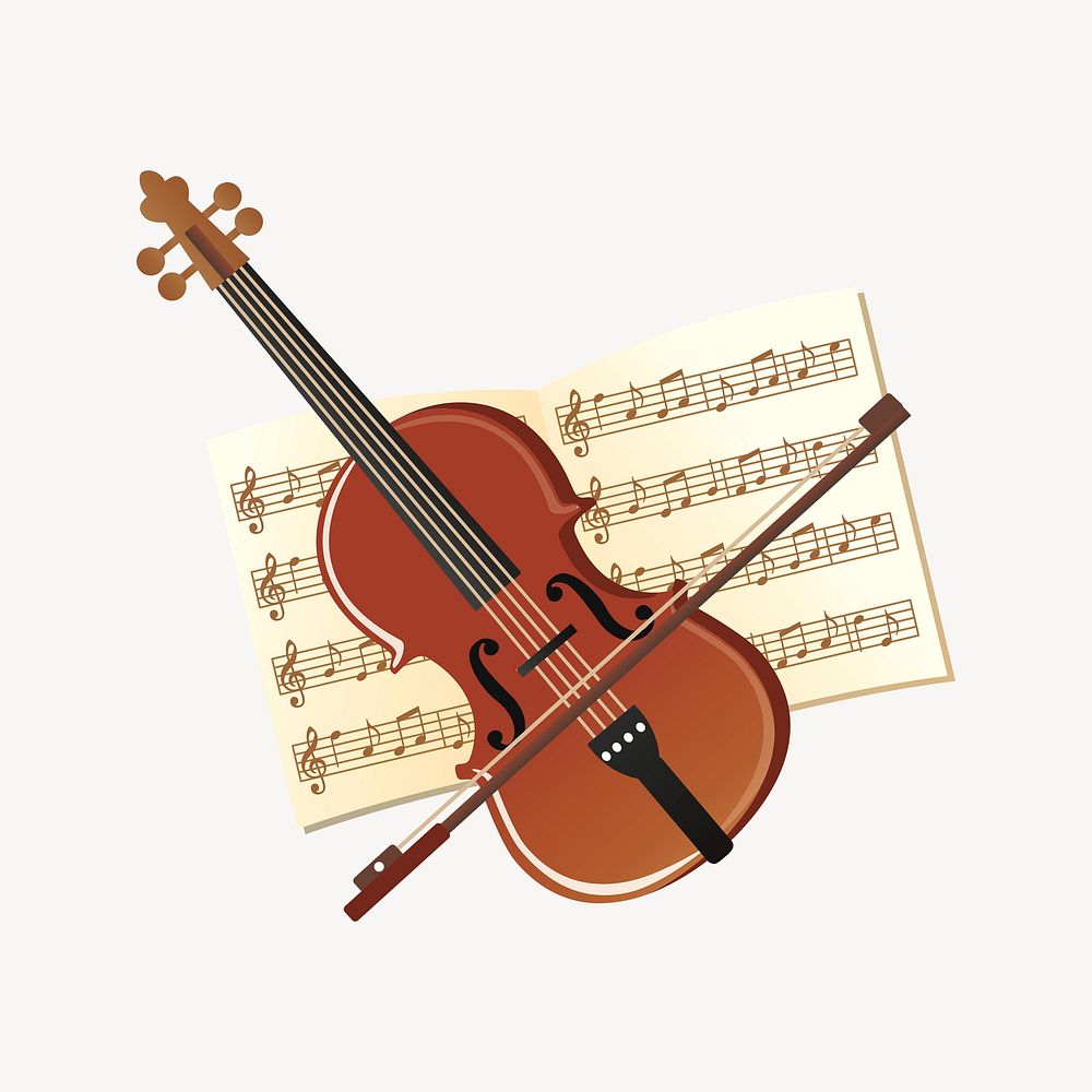 Violin clipart, musical instrument illustration psd. Free public domain CC0 image