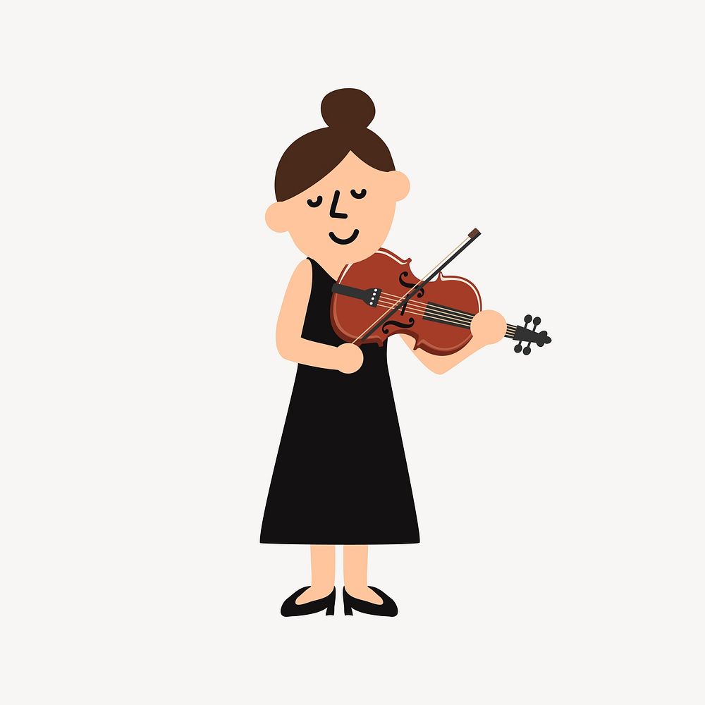 Female violinist, musician illustration. Free public domain CC0 image