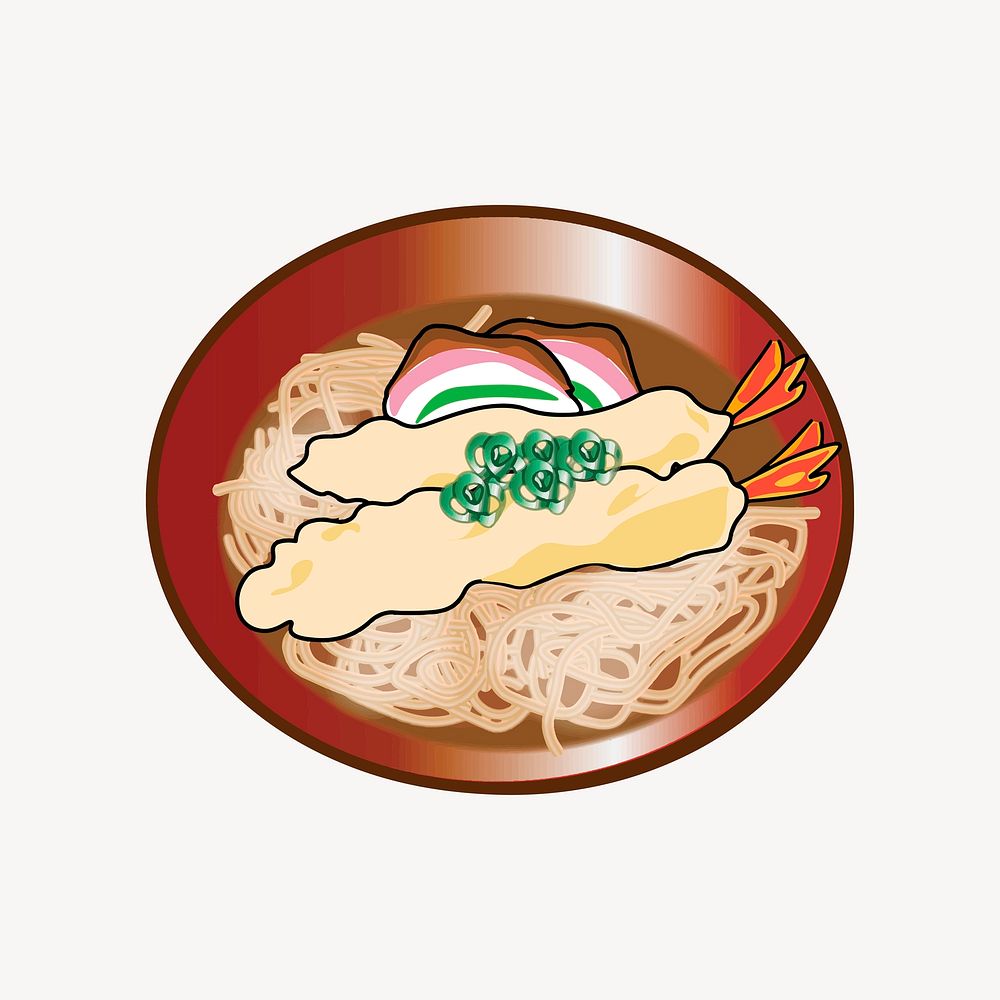 Ramen noodles, Japanese food illustration. Free public domain CC0 image