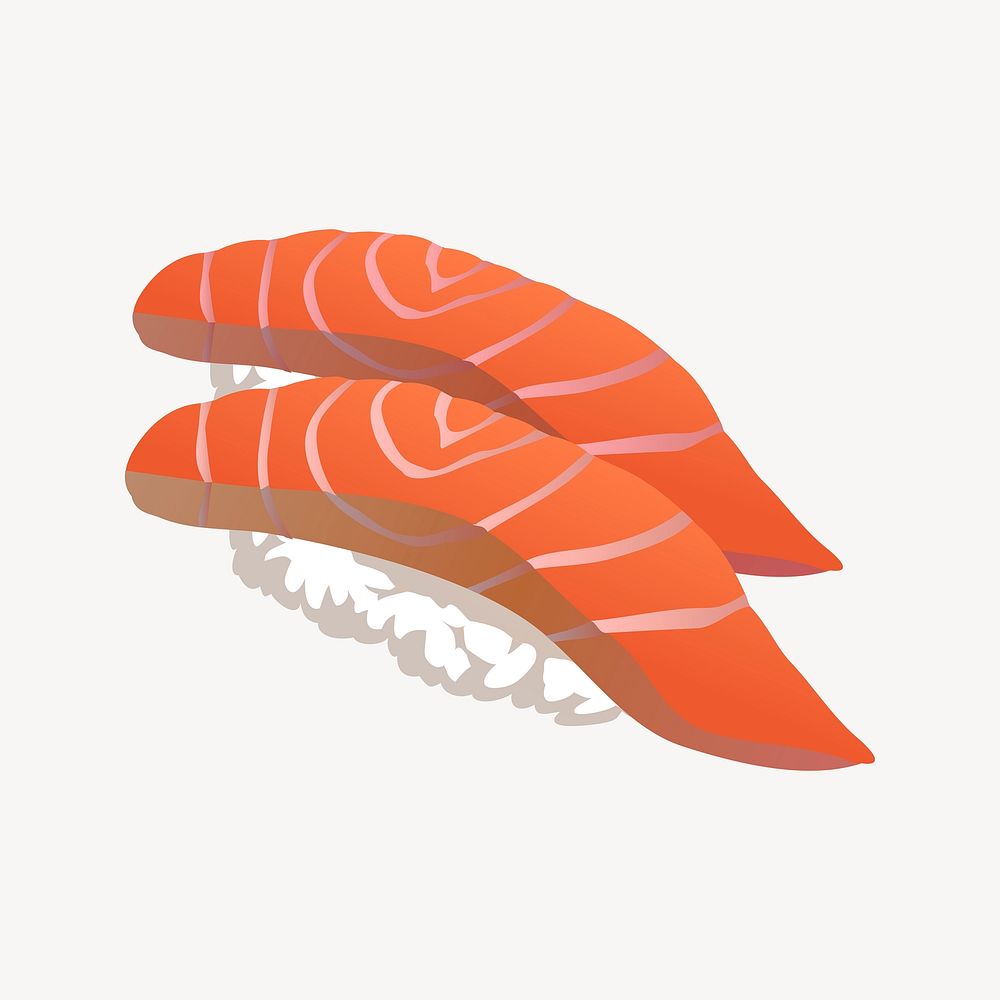 Salmon sushi, Japanese food illustration. Free public domain CC0 image