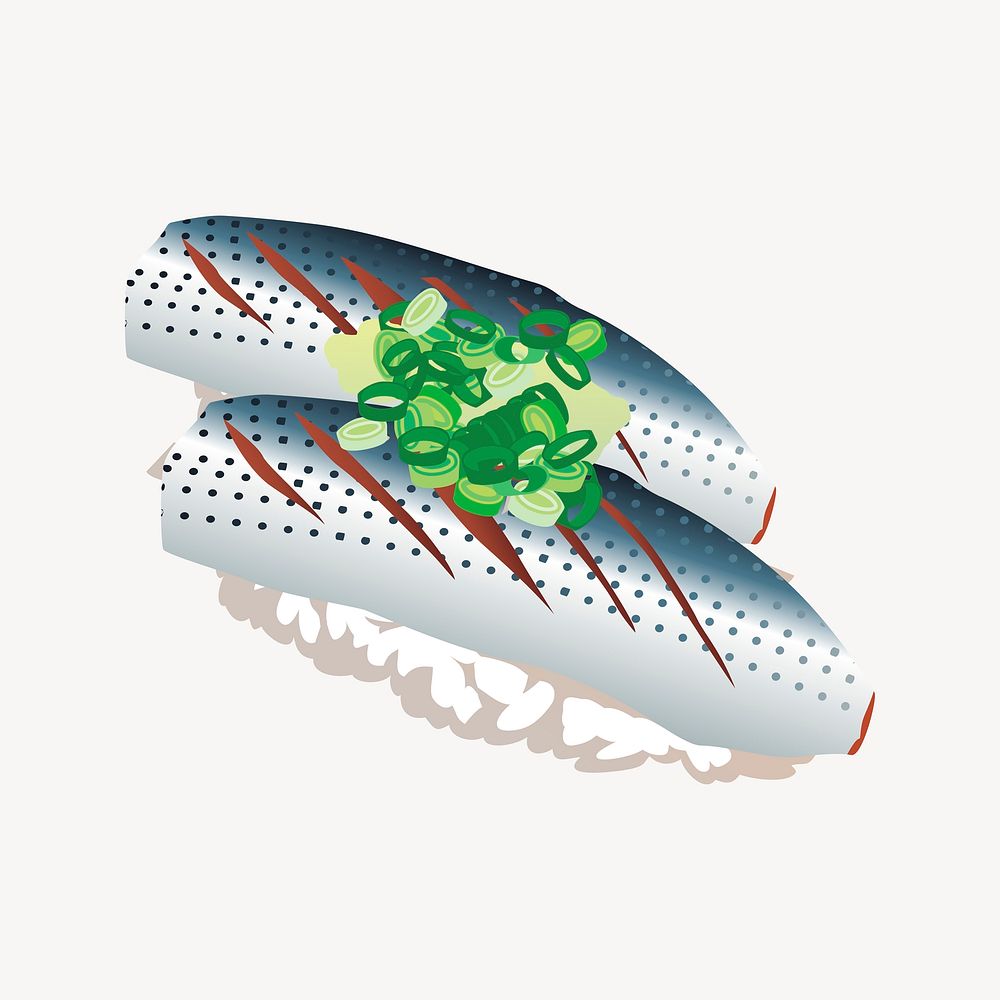 Saba fish sushi, Japanese food illustration. Free public domain CC0 image