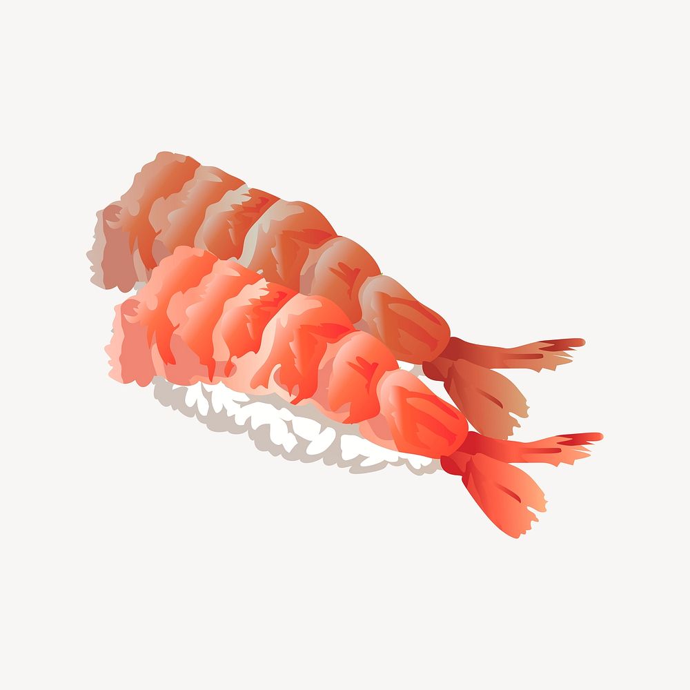 Shrimp sushi clipart, Japanese food illustration psd. Free public domain CC0 image