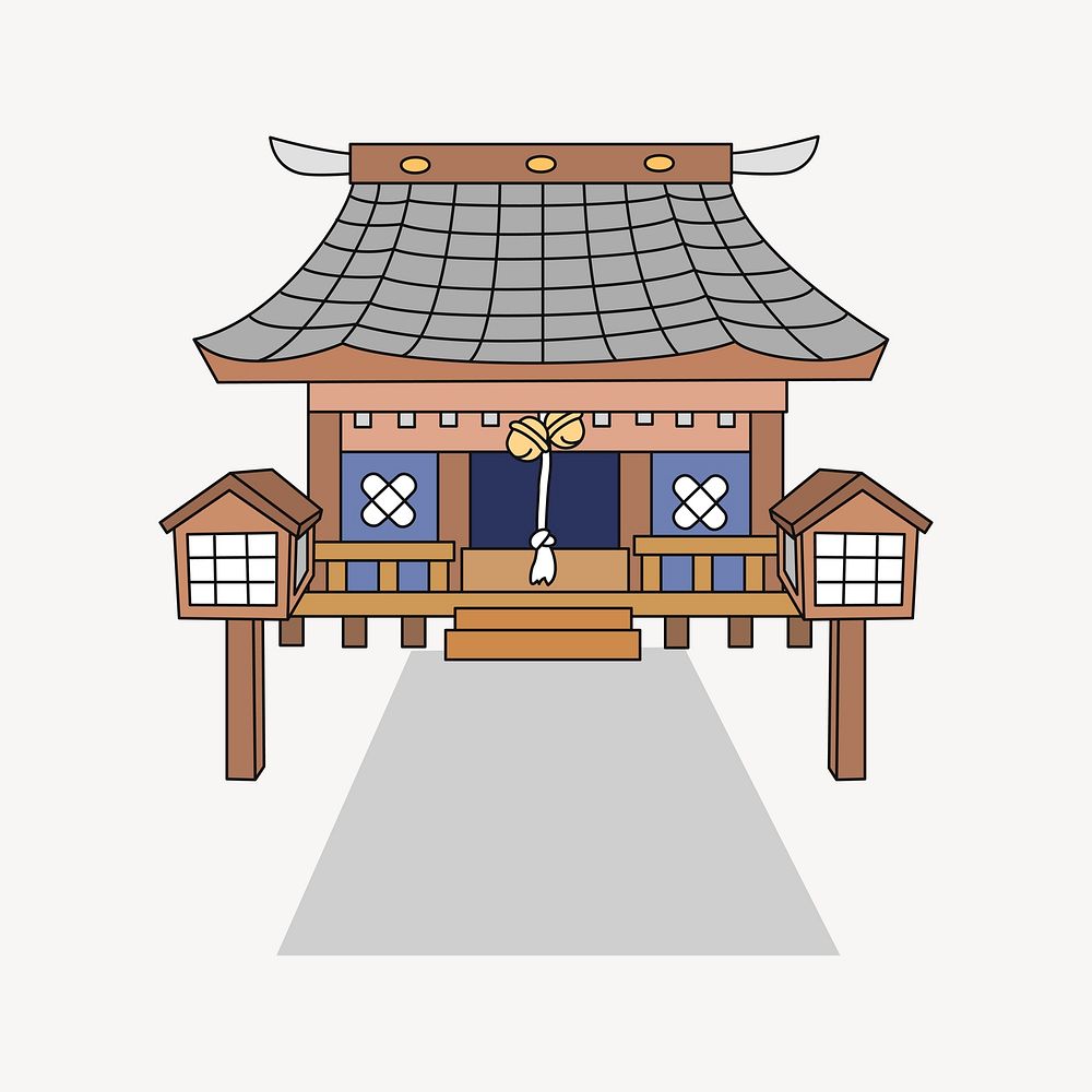 Japanese temple, architecture illustration. Free public domain CC0 image