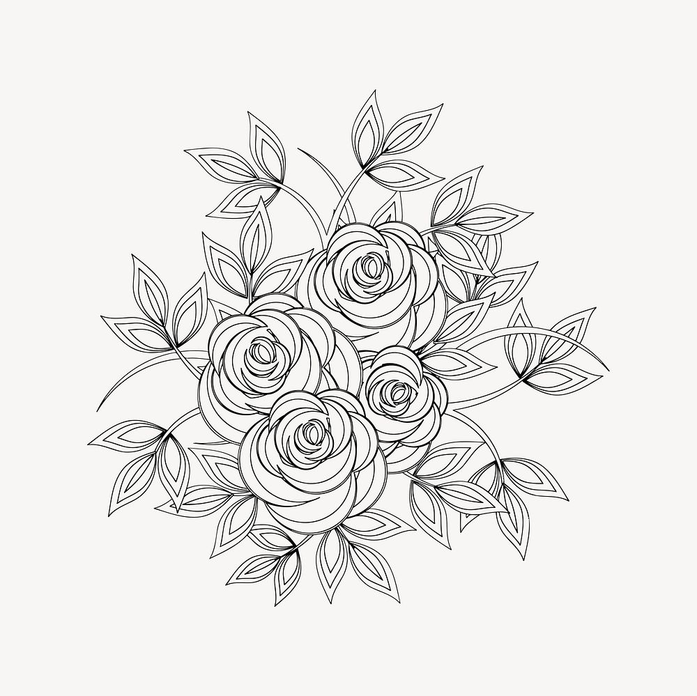 Rose flower clipart, Valentine's illustration vector. Free public domain CC0 image