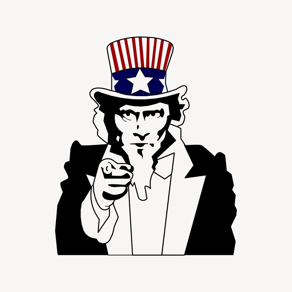 Uncle Sam pointing clipart vector. Free public domain CC0 image