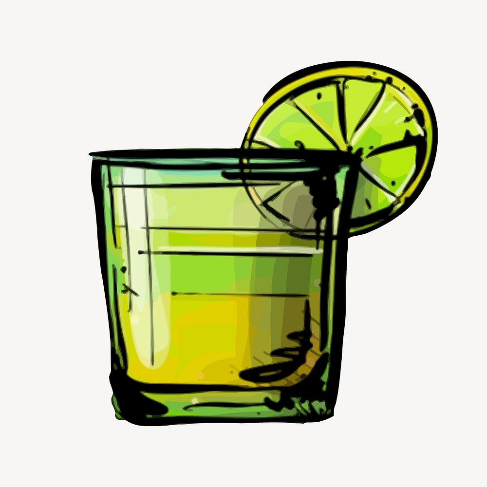 Cocktail, alcoholic beverage illustration. Free public domain CC0 image