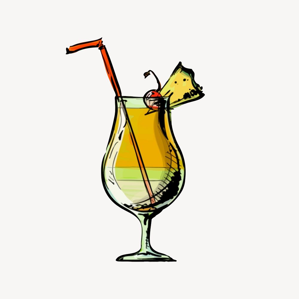 Cocktail clipart, alcoholic beverage illustration vector. Free public domain CC0 image