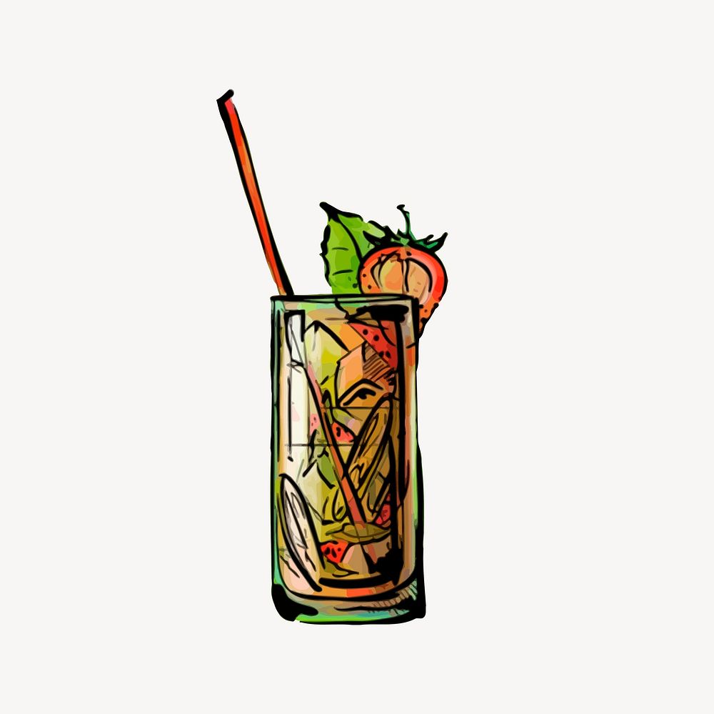 Cocktail clipart, alcoholic beverage illustration vector. Free public domain CC0 image