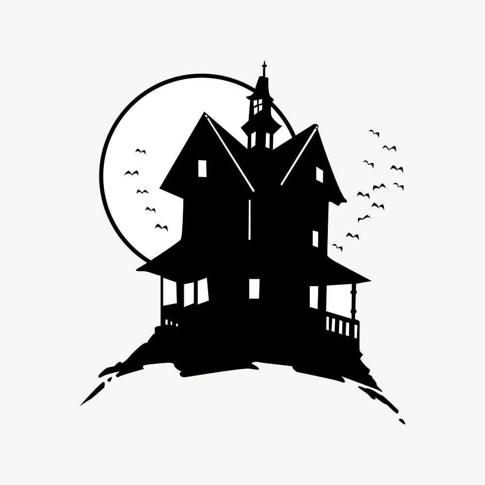 Halloween haunted house illustration. Free public domain CC0 image