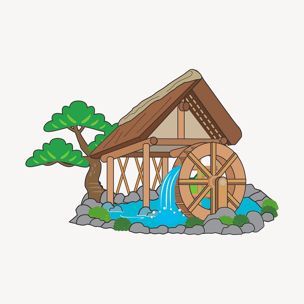 Water stream clipart, architecture illustration vector. Free public domain CC0 image