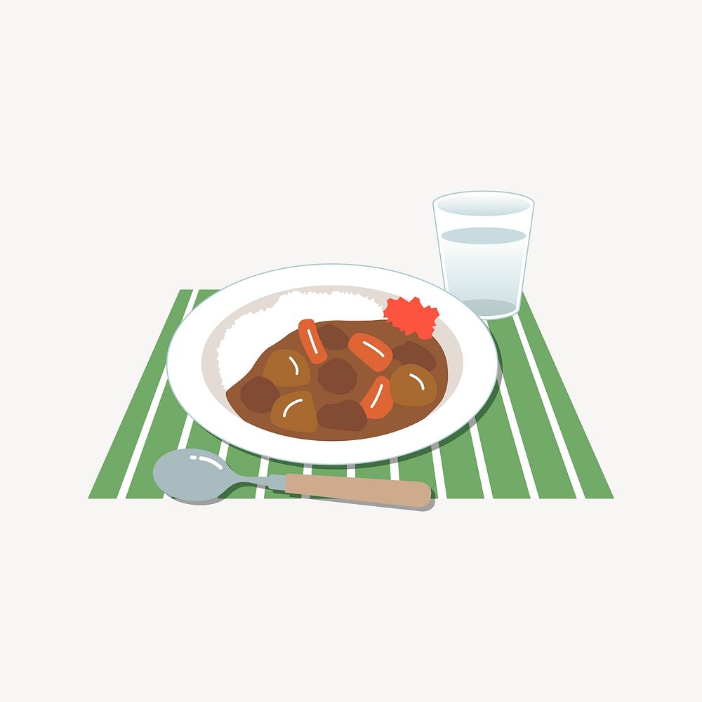 Japanese curry, food illustration. Free public domain CC0 image