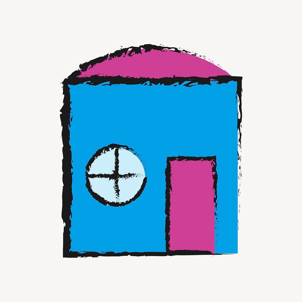 House crayon drawing vector. Free public domain CC0 image