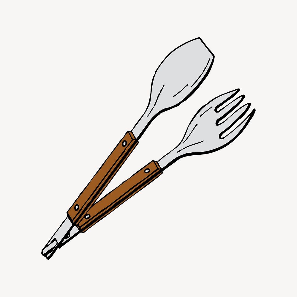 Tongs clipart, kitchenware illustration vector. 
